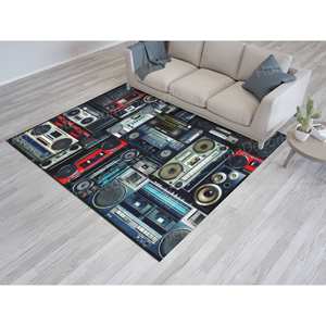 Tapis imprimé Boombox : décoration de salle de musique vibrante et cadeau personnalisé, tapis fin non tissé - Product Image 5