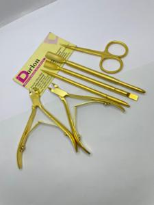 Ciseaux à ongles et pince à cuticules en acier inoxydable avec logo personnalisé, plaqué or mat, ensemble d'outils d'art des ongles - Product Image 3