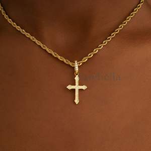 Collier pendentif croix celtique en argent sterling 925 plaqué or 18 carats VVS Moissanite Micro BIJOUX BUEBELLA Style Hiphop pour femmes - Product Image 1