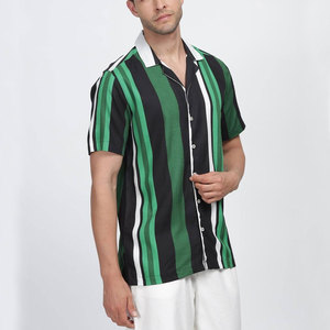 Custom Made <b>Men</b> <b>Cuban</b> Collar <b>Shirts</b> Best Style Casual Wear In All Sizes With Breathable Feature Horn Button Closure - Product Image 3