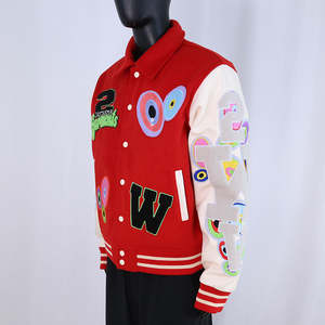 Vestes d'hiver pour hommes à la mode, style streetwear, très vendues, avec boutons-pression, broderies en chenille, col Byron, veste universitaire - Product Image 3