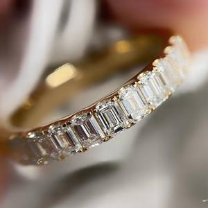 เต็มนิรันดร์มรกตตัด Lab ปลูกเพชร CVD เพชรงานแต่งงาน 3*2 มม.14 K สีเหลืองทอง Lab ปลูกแหวนหมั้น VS1 - Product Image 3