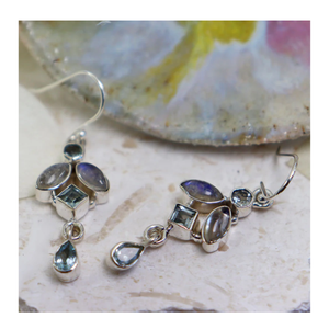 Pendientes de gota de piedras preciosas de corte múltiple con bisel de Plata de Ley 925, joyería de regalo de fiesta para mujer a la moda - Product Image 5