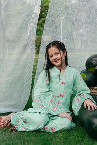 Elegante Vestido Formal para Niñas Pakistaníes, Estilo Regular, Bordado, Tela Acrílica, Protección Solar para Bodas - Product Image 5