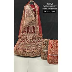 Hecho a mano diseño moderno bordado trabajo exportación calidad fiesta terciopelo Lehenga Choli indio paquistaní ropa India para - Product Image 4