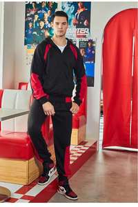 Nouveau style de jogging d'entraînement pour hommes, jogging à fermeture éclair avec logo personnalisé, ensemble de 2 pièces, survêtement réfléchissant de créateur pour hommes - Product Image 4