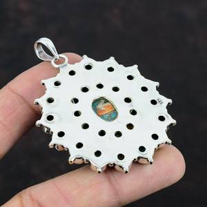 Colgante de piedras preciosas de ostra espinosa turquesa, racimo de varias piedras, colgante de Plata de Ley 925, ostra espinosa Kingman - Product Image 4