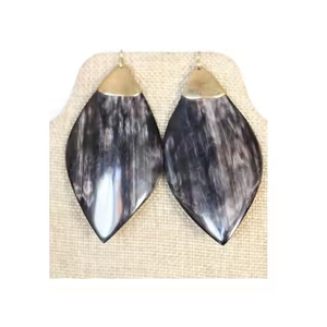 Pendientes de cuerno de búfalo Pendientes Joyería de moda Encantos Joyería de oreja de gota Pendientes de aro de tachuelas de cuerno hechos a mano por artesanía de media luna - Product Image 3