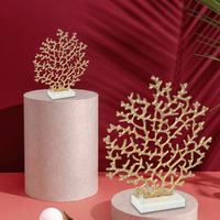 Sculpture décorative artisanale en métal aluminium avec base en marbre corail pour le salon et la chambre à coucher, décoration de table