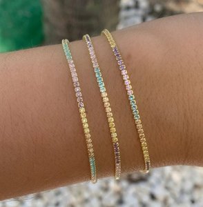 Pulsera de Plata de Ley 925 con Circonitas Multicolores para Mujer, Diseño Único, Joyería Fina Chapada en Oro, para Aniversario o Fiesta - Product Image 1