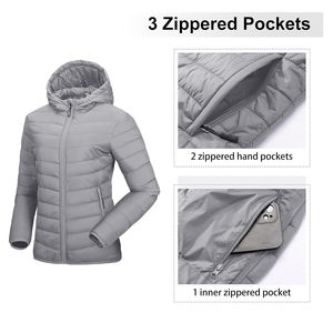 Más Popular nuevo diseño cómodo impermeable invierno luz Zip cálido de talla grande tela al aire libre a prueba de viento mujeres Puffer chaqueta - Product Image 3