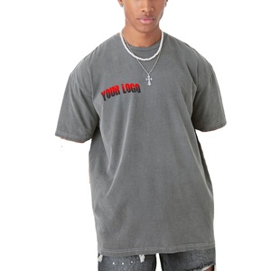 Impression sérigraphique, impression en relief, broderie, impression numérique directe sur textile (DTG), support de fabrication OEM et ODM, T-shirt personnalisé gris délavé surdimensionné style vintage - Product Image 1