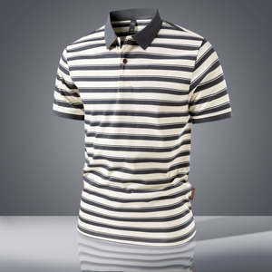 Elegantes, cómodos y ligeros para hombres, para Polos, estampados a rayas, bordado, cuello vuelto clásico, para el verano - Product Image 4