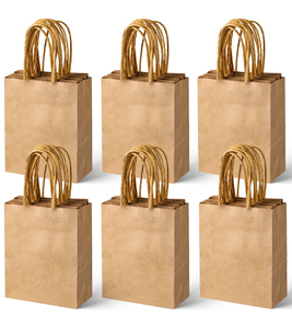 Sacs en papier kraft classiques avec poignées torsadées, impression flexo, fermeture à bouton, noir, marron, blanc, pour les affaires, le shopping, l'emballage alimentaire - Product Image 5