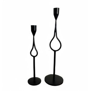High Quality Metal <b>Candle</b> <b>Holders</b> Set Of 2 Metal Candlestick <b>Holder</b> Unique Loop Design Matte <b>Black</b> Finish Aluminium <b>Candle</b> Stand - Product Image 1