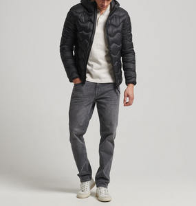 Veste matelassée à capuche zippée grande taille pour homme, style hip-hop, col montant, couleur unie, tendance, respirante, veste pour homme - Product Image 1