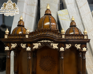 Altares Personalizados de Madera de Teca para Hogares Tradicionales, Mandir Swaminarayan Pooja a Precios de Mayoreo, Gabinete de Almacenamiento de Gran Tamaño - Product Image 3