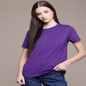 Date Femmes Slim Fit Col Rond À Manches Courtes T-shirt Noir Imprimé Personnalisé Vêtements D'été avec Logo Fabriqué en Inde - Product Image 6