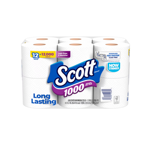 Scott 1000 Toilet Paper, 12 Rolls, 1,000 <b>Sheets</b> per Roll - Product Image 1