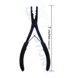 Profesional 7 \ "Multifunción 2 agujeros Herramienta de acero inoxidable Extensión de cabello negro Alicates de ajuste con función de abalorios de cierre - Product Image 1