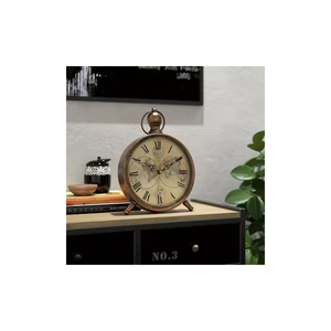 Horloge de bureau promotionnelle à quartz en métal de style antique élégant vintage avec mouvement silencieux pour la chambre à coucher et la décoration intérieure - Product Image 2