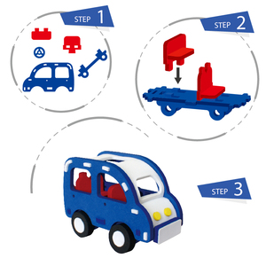 Jouet puzzle 3D en EVA bleu pour enfants de 2 à 4 ans, ensemble de jeu éducatif pour assembler des véhicules, design mobile unisexe, non toxique - Product Image 5