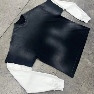 Customizable Men's DTG Printed Oversized 100% Cotton Twill T-<b>Shirt</b> High Quality Logo Half Sleeves Double Layer <b>Patchwork</b> Acid - Product Image 2