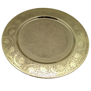 Vente chaude fer rond chargeur plaque gravure Nickel avec blanc Antique couleur assiettes de service pour cuisine et décor de table - Product Image 5