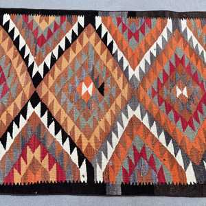 Tapis turc, tapis vintage 3x9,6 pieds, tapis en laine kilim orange - Product Image 3