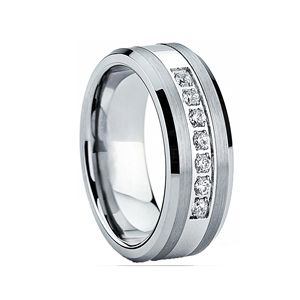 Metal Masters Tungsten Carbide Men's Engagement Wedding Band <b>Ring</b> with Center,<b>Cubic</b> <b>Zirconia</b>, Size 13 - Product Image 1