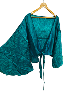 Blusa de talla libre Falda Top Ropa de Casa Sari corto Corbata de seda Top Mangas largas Regalo para su bata corta - Product Image 5