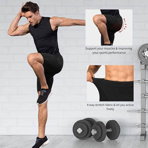 Pantalones cortos de compresión transpirables de gran tamaño para hombre, ropa de calle personalizada de secado rápido, pantalones cortos de compresión personalizables con patrón sólido para hombre - Product Image 5