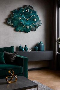 Reloj de Pared de Lujo Hecho a Mano con Resina, Tema Oceánico, Moderno, Impermeable, Extra Grande, Luz Nocturna, Decoración para el Hogar, Comedor, Reloj de Boda - Product Image 4