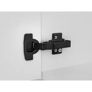 Charnière à fermeture douce en alliage de zinc nickelé, à ressort, plate, réglable sur 48 axes, base noire, angle d'ouverture 110°, design minimaliste - Product Image 2