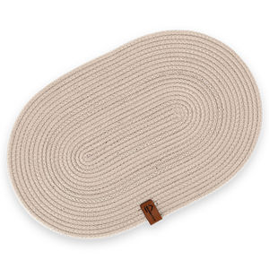 Natural <b>Woven</b> Polyester/Cotton Oval Placemat <b>Coaster</b> Home Use Reusable Eco-Friendly Dining Table Protector - Product Image 1