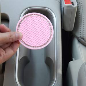 Hijunmi <b>Car</b> <b>Coasters</b> Pink PVC Anti Slip Cup Mats Universal Front Seat Auto Insert Cup Holder Accessories - Product Image 3
