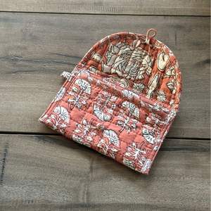 Sac pochette en coton, sac main parfait pour les femmes, pochette à monnaie et argent, sac pochette fait main imprimé en bloc pochette à fermeture éclair matelassée - Product Image 2