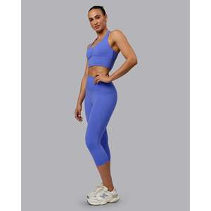 Legging 3/4 taille ultra haute pour femme avec poches - Bleu Baja - Product Image 3