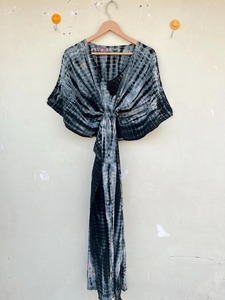 Tie Dye Crepe Seda Kaftan Verano Transpirable Long Indian Resort Wear Mujer Ropa de dormir Regalo Dama de honor - Product Image 4