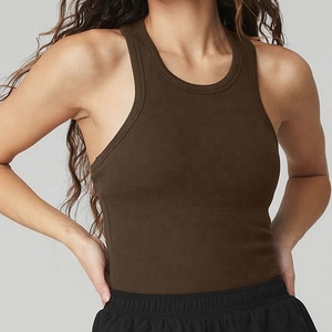 Vente en gros Débardeur côtelé personnalisé de haute qualité pour femmes XS Chemise de sport et d'entraînement Slim Fit Style sexy pour le yoga - Product Image 2