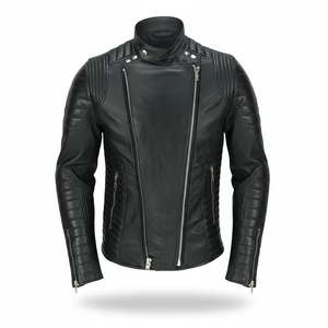 Ready Ship Hommes Full Grain Designer Premium Cuir Vintage Noir Toile Imperméable Bomber Biker Veste Fausse Fourrure Doublure Hiver - Product Image 1