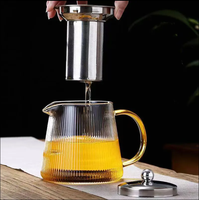Théière en verre ronde de thé de théière en verre de Borosilicate élevé avec l'infuseur en acier