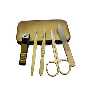 Démarquez-vous 5 pièces ensemble de manucure ciseaux étincelants pince à épiler or mat lime à ongles luxe manucure et pédicure ensemble Profesionales - Product Image 1