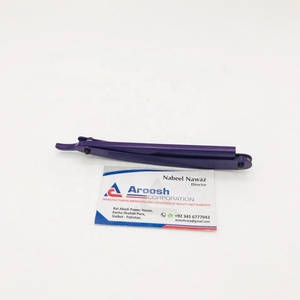 Maquinilla de afeitar de peluquero de acero inoxidable Manual profesional al por mayor, maquinilla de afeitar desechable morada con logotipo personalizado, uso facial y corporal para axilas - Product Image 4