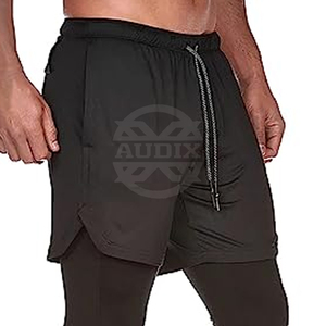 Shorts de sport 2-en-1 pour l'entraînement en salle, le fitness, le jogging et la course, avec extensibilité et poches, style legging et short de football - Product Image 1