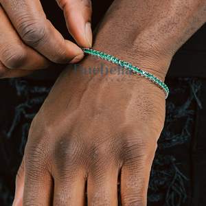 Wholesale Men's Luxury Moissanite <b>Tennis</b> Bracelet 925 Sterling Silver 3mm <b>Chain</b> 14k White Gold Plating Gift for Him - Product Image 2