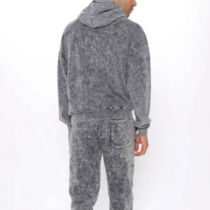 Chándal de lavado ácido de algodón 100% de alta calidad, secado rápido, anticontracción, de talla grande, Color sólido, logotipo personalizable, conjunto de invierno al por mayor - Product Image 2