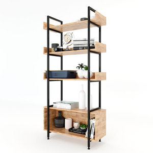 Étagère décorative sur pied à 4 niveaux avec tiroirs 80x32x161cm pour salon par Vernon KS68073 - Product Image 1