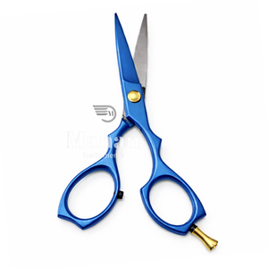 Tijeras de Corte de Pelo Profesionales de Lujo en Azul Metálico con Tornillo Dorado para Estilistas de Salón - Product Image 5