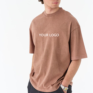 Camiseta de Algodón Grueso de 300 g/m², Estilo Holgado, Lavado Desteñido al Sol, Personalizada al por Mayor para Hombre, Camiseta Corta con Hombros Caídos - Product Image 4